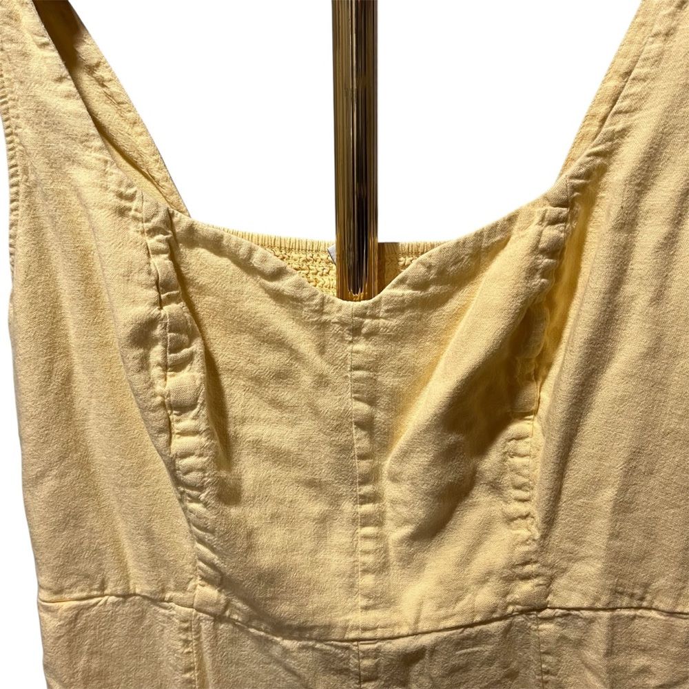 Old Navy Butter Yellow Linen Blend Midi Sweetheart Dress 2X - Picture 3 of 12